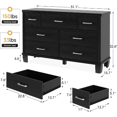 7-Drawer Modern Dresser With Metal Handles, Wooden Chest Of Drawers Organizer For Bedroom And Living Room Storage 1 7-Drawer Modern Dresser With Metal Handles, Wooden Chest Of Drawers Organizer For Bedroom And Living Room Storage