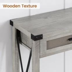 43" Console Table With Rattan Drawers, 2-Tier Farmhouse Narrow Entryway Table , Sofa Table, Console Tables For Entryway -Garvee Sales GUEST 54a1366b f298 406c 996a ab2854d16931