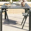 70.9"x35" Outdoor Dining Table, 8 Person Aluminum Patio Table With Slat Top And Umbrella Hole, All-Weather Black Rectangular Table