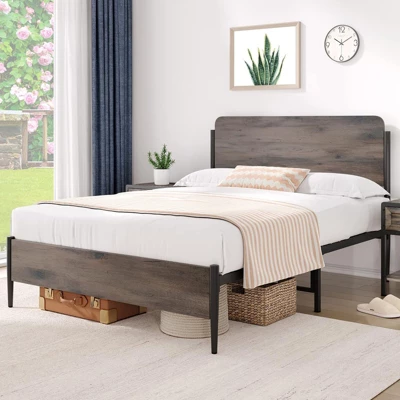 Garvee Bed Frame With Wooden Headboard And Footboard,Metal Bed Frame, No Box Spring Needed, 14 Inch Easy To Assemble Noise Free Mattress Foundation 1 Garvee Bed Frame With Wooden Headboard And Footboard,Metal Bed Frame, No Box Spring Needed, 14 Inch Easy To Assemble Noise Free Mattress Foundation