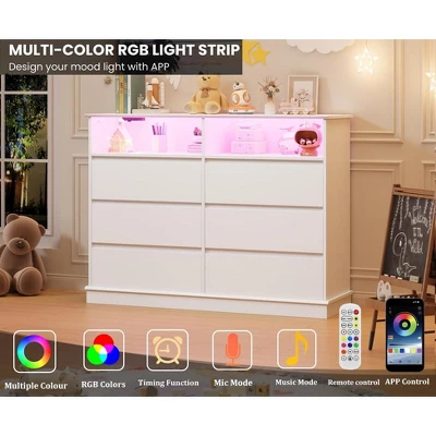 6/8 Drawer Dressers For Bedroom, Chest Of Drawers With Deep Drawers, Large Double Dresser For Closet With Wide Top, Horizontal Wooden Dresser 4 6/8 Drawer Dressers For Bedroom, Chest Of Drawers With Deep Drawers, Large Double Dresser For Closet With Wide Top, Horizontal Wooden Dresser - Image 4