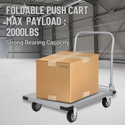 2000lbs Steel Platform Truck 36"x24" Foldable Push Dolly Flatbed Cart With Wheels 2 2000lbs Steel Platform Truck 36"x24" Foldable Push Dolly Flatbed Cart With Wheels - Image 2