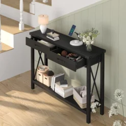 43" Console Table With Drawers, 2-Tier Farmhouse Narrow Entryway Table , Sofa Table, Console Tables For Entryway -Garvee Sales GUEST 55acda6a 087b 4667 8169 dcd1fb1fd431