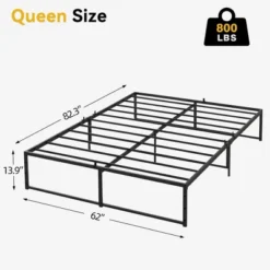 Queen Metal Bed Frame Platform, 14 Inch Queen Bedframe With Sturdy Steel Slats Mattress Foundation No Box Spring Needed Easy Assemble Noise Free Black