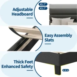 Bed Frame With Adjustable Headboard, Linen Fabric Upholstered, Heavy Duty Mattress Foundation, No Box Spring Needed 13 Bed Frame With Adjustable Headboard, Linen Fabric Upholstered, Heavy Duty Mattress Foundation, No Box Spring Needed -Garvee Sales GUEST 5644b7c2 c81f 4b43 8ba8 1b57f9f61e77 1