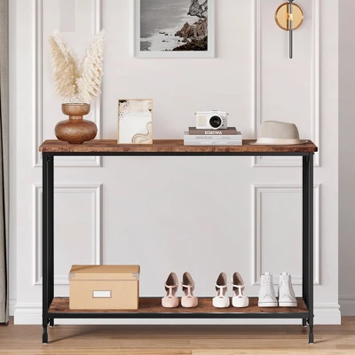 Narrow Entryway Table, Console Table With Storage Shelves, Thin Behind Couch Table, Skinny Sofa Table, Gray Entry Tabley 4 Narrow Entryway Table, Console Table With Storage Shelves, Thin Behind Couch Table, Skinny Sofa Table, Gray Entry Tabley - Image 4