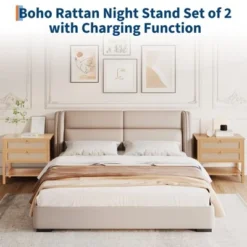 Rattan Night Stand Set Of 2, Boho Nightstand With 2 Drawers And Storage Shelf, Modern Farmhouse Nightstand, Side Tables For Living Room, Bedroom 14 Rattan Night Stand Set Of 2, Boho Nightstand With 2 Drawers And Storage Shelf, Modern Farmhouse Nightstand, Side Tables For Living Room, Bedroom -Garvee Sales GUEST 56bdc743 94e7 4f37 b155 b0fc93784832