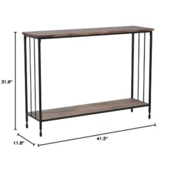 Narrow Console Table, Small Entryway Table With Engineered Wood Shelf And Metal Frame