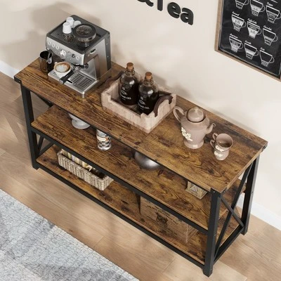 Whizmax Industrial Console Table For Entryway, 47.2" Narrow Entryway Table With Storage, 3 Tier Wood Sofa Table For Living Room, Hallway, ,Entryway 5 Whizmax Industrial Console Table For Entryway, 47.2" Narrow Entryway Table With Storage, 3 Tier Wood Sofa Table For Living Room, Hallway, ,Entryway - Image 5