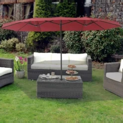 Patio Umbrella, 15FT Double-Side, Outdoor Market Umbrella, Umbrella With Crank Handle, Patio Umbrella For Backyard, Deck, Pool