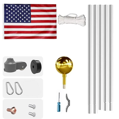 Telescopic Flag Pole Kit, Extra Thick Aluminum Flagpole, Outdoor Heavy Duty Weather Resistant Flag Poles With 3'x5' USA Flag 1 Telescopic Flag Pole Kit, Extra Thick Aluminum Flagpole, Outdoor Heavy Duty Weather Resistant Flag Poles With 3'x5' USA Flag