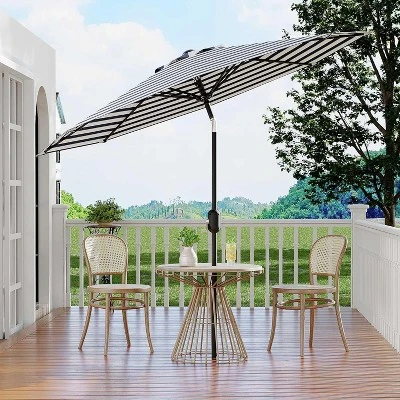 9 FT Patio Umbrella, Table Umbrella Outdoor Patio With Crank Lift & Push Button Tilt, 8 Sturdy Ribs For Yard, Deck, Pool 7 9 FT Patio Umbrella, Table Umbrella Outdoor Patio With Crank Lift & Push Button Tilt, 8 Sturdy Ribs For Yard, Deck, Pool - Image 7