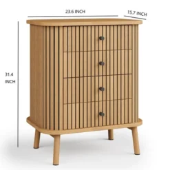 Fluted 4 Drawers Dresser, Tall Modern Chest Of Drawers, Bedroom Dressers With Drawers