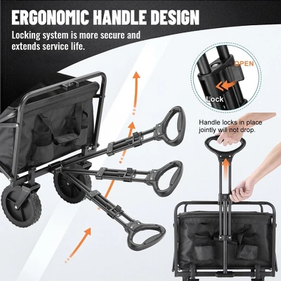 Folding Wagon,the Combination Of 600D Oxford Fabric And PVC Material Allows This Folding Wagon To Support Up To 220 Lbs,black 2 Folding Wagon,the Combination Of 600D Oxford Fabric And PVC Material Allows This Folding Wagon To Support Up To 220 Lbs,black - Image 2