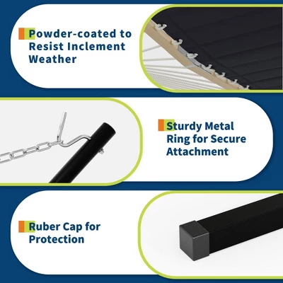 Instant-Setup 2-Person Hammock With Steel Stand – 450lb Capacity Portable Outdoor Hammock (Deep Gray/Brazilian) 6 Instant-Setup 2-Person Hammock With Steel Stand – 450lb Capacity Portable Outdoor Hammock (Deep Gray/Brazilian) - Image 6