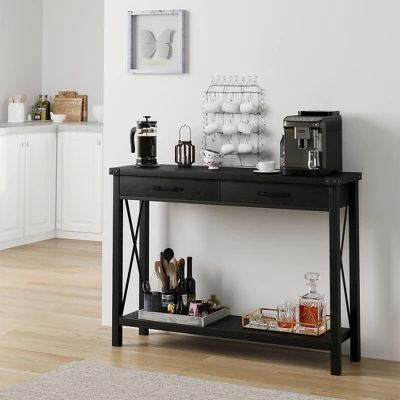 Whizmax Console Table With 2 Drawers, Farmhouse Entryway Table With Storage Shelf, Accent Wood Sofa Table For Living Room, Hallway, Foyer 3 Whizmax Console Table With 2 Drawers, Farmhouse Entryway Table With Storage Shelf, Accent Wood Sofa Table For Living Room, Hallway, Foyer - Image 3