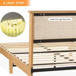 Rattan Bed Frame With Natural Rattan Headboard, Queen Bed Frame With LED Lights, Rattan Queen Bed Frame With Headboard 12 Rattan Bed Frame With Natural Rattan Headboard, Queen Bed Frame With LED Lights, Rattan Queen Bed Frame With Headboard -Garvee Sales GUEST 5b0714bb acb0 46c8 bf3f 464e19fdb0a1