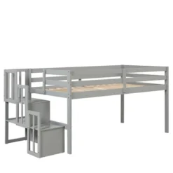 Twin Size Loft Bed, Pine Wood Twin Loft Bed Frame With Staircase Storage Space Slide Full-length Safety Guardrails For Bedroom No Box Spring Needed 7 Twin Size Loft Bed, Pine Wood Twin Loft Bed Frame With Staircase Storage Space Slide Full-length Safety Guardrails For Bedroom No Box Spring Needed -Garvee Sales GUEST 5b275650 d24d 4cd9 a439 a791451da6db
