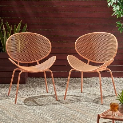 2pcs Outdoor Chairs, Shell Shaped Seats Dining Chair With Round Backrest, Patio Metal Bistro Chair, Weather-resistant Armless Chairs 5 2pcs Outdoor Chairs, Shell Shaped Seats Dining Chair With Round Backrest, Patio Metal Bistro Chair, Weather-resistant Armless Chairs - Image 5