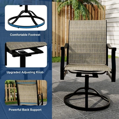 Set Of 2 Swivel Bar Stools With High Back & Armrest, Breathable Textilene Bar Chairs For Outdoor Patio, Lawn, Deck, Or Garden 6 Set Of 2 Swivel Bar Stools With High Back & Armrest, Breathable Textilene Bar Chairs For Outdoor Patio, Lawn, Deck, Or Garden - Image 6