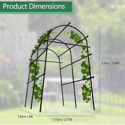Garden Arch Trellis 7.5FT – Extra Tall Metal Pergola Arbor With Polyethylene-Coated Steel, Adjustable Width, For Climbing Plants & Outdoor Décor 2 Garden Arch Trellis 7.5FT – Extra Tall Metal Pergola Arbor With Polyethylene-Coated Steel, Adjustable Width, For Climbing Plants & Outdoor Décor - Image 2