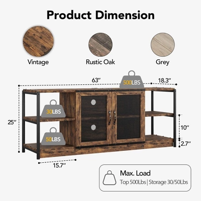 Farmhouse TV Stand For 65/75 Inch TVs, Entertainment Center With Storage Cabinet And Mesh Doors, Industrial Media Console Table, Vintage 1 Farmhouse TV Stand For 65/75 Inch TVs, Entertainment Center With Storage Cabinet And Mesh Doors, Industrial Media Console Table, Vintage