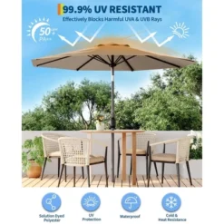 Garvee 9FT Patio Umbrella Outdoor With Push Button Tilt And Crank, 8 Sturdy Ribs UV Protection Waterproof For Garden, Pool, Brown 10 Garvee 9FT Patio Umbrella Outdoor With Push Button Tilt And Crank, 8 Sturdy Ribs UV Protection Waterproof For Garden, Pool, Brown -Garvee Sales GUEST 5beaf4da de51 4697 9c25 f1612fd80338