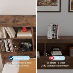 Full Size Bed Frame With High Storage Bookcase Headboard, Wood Bed Frame With 4 Storage Drawers, Built In Charging Station, Brown 13 Full Size Bed Frame With High Storage Bookcase Headboard, Wood Bed Frame With 4 Storage Drawers, Built In Charging Station, Brown -Garvee Sales GUEST 5c7e0ce3 9edf 43b9 af84 16193b5bb074 2