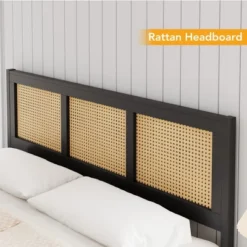 Rattan Bed Frame With Headboard, Boho Cane Platform Bed Frame With Strong Metal Slat,Black 9 Rattan Bed Frame With Headboard, Boho Cane Platform Bed Frame With Strong Metal Slat,Black -Garvee Sales GUEST 5cb27310 4f1d 48ea a67e 14c97d5f9621