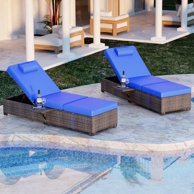 Garvee Outdoor Chaise Lounge Chairs, Set Of 2 Wicker Patio Reclining Chairs With Adjustable Backrest, Rattan Lounger For Pool 8 Garvee Outdoor Chaise Lounge Chairs, Set Of 2 Wicker Patio Reclining Chairs With Adjustable Backrest, Rattan Lounger For Pool - Image 8