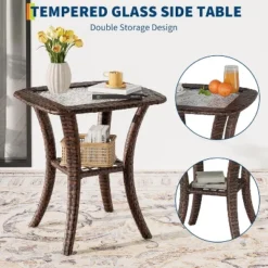 3-Piece Outdoor Wicker Bistro Set With Swivel Chairs - Modern Rattan Patio Furniture With Thick Cushions & Side Table -Garvee Sales GUEST 5cdd32da ecb2 4948 88c4 6c638b30e1dd