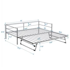 Twin Size Daybed With Pop Up Trundle, Bed Frame With Braces Safety Guardrail, No Box Spring Needed, Sturdy Metal Slat Support, Folding Platform Bed 9 Twin Size Daybed With Pop Up Trundle, Bed Frame With Braces Safety Guardrail, No Box Spring Needed, Sturdy Metal Slat Support, Folding Platform Bed -Garvee Sales GUEST 5ce094c8 4435 4d51 a533 24cd3e0f3cc3