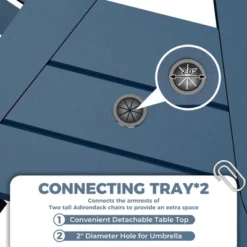 Outdoor Recycled Poly Adirondack Barstools Set Of 2 – Tall Weatherproof Bar Height Chairs W/ Removable Tray, Blue (350lb Capacity) -Garvee Sales GUEST 5cfaf401 b006 454c 9f73 b3da5f87f2d4