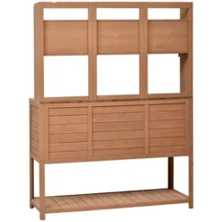 Garden Potting Bench With Hutch, 50.2" Fir Wood Gardening Workstation With Adjustable Shelves, Outdoor Planting Table For Backyard Balcony -Garvee Sales GUEST 5d94da26 e0d2 4ac5 ba38 3c83b150c2e5