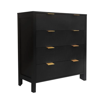 Fluted 4-Drawer Dresser, 30 Inch Large Modern Bedroom Closet Chest Of Drawers With Gold Handles 7 Fluted 4-Drawer Dresser, 30 Inch Large Modern Bedroom Closet Chest Of Drawers With Gold Handles - Image 7