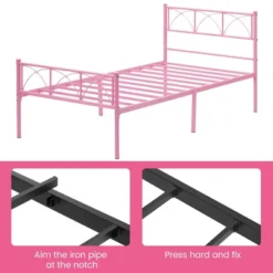 Twin Size Bed Frame With Headboard, Twin Bed Frame For Girls/Boys/Teens, Heavy Duty Metal Slat Support, No Box Spring Needed, Easy Assembly,Pink 9 Twin Size Bed Frame With Headboard, Twin Bed Frame For Girls/Boys/Teens, Heavy Duty Metal Slat Support, No Box Spring Needed, Easy Assembly,Pink -Garvee Sales GUEST 5ddb2413 12a4 4ed5 b0f6 3fffee1a403f