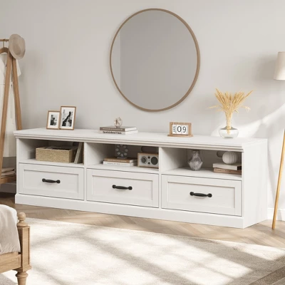 70in TV Stand For TVs Up To 80", Mid Century Modern Entertainment Center With Drawer, TV Console Media Cabinet For Living Room, Bedroom 2 70in TV Stand For TVs Up To 80", Mid Century Modern Entertainment Center With Drawer, TV Console Media Cabinet For Living Room, Bedroom - Image 2