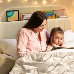 Garvee Twin Bed Frames, Upholstered Platform Bed Frame With Bookcase Headboard, Velvet Platform Bed Mattress Foundation, Easy Assembly, White -Garvee Sales GUEST 5e0e8d71 eb5e 48c9 8848 9fc56cc41f60