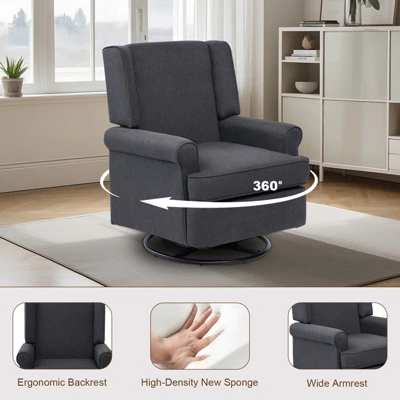 Swivel Glider Rocking Recliner, Nursery Glider Chair, Soothing Rocking Motion, Nursery Breastfeeding Maternity Chair For Living Room, Office 5 Swivel Glider Rocking Recliner, Nursery Glider Chair, Soothing Rocking Motion, Nursery Breastfeeding Maternity Chair For Living Room, Office - Image 5
