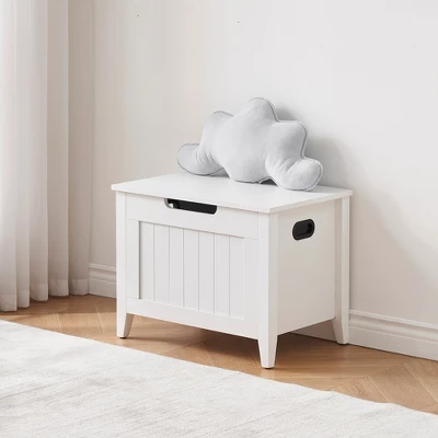 Whizmax Storage Chest, Upholstered Storage Trunk With 2 Safety Hinges, Storage Bench, Flip-Top Toy Chest For Entryway, Bedroom, Living Room, White 2 Whizmax Storage Chest, Upholstered Storage Trunk With 2 Safety Hinges, Storage Bench, Flip-Top Toy Chest For Entryway, Bedroom, Living Room, White - Image 2