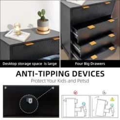 Fluted 4-Drawer Dresser, 30 Inch Large Modern Bedroom Closet Chest Of Drawers With Gold Handles 11 Fluted 4-Drawer Dresser, 30 Inch Large Modern Bedroom Closet Chest Of Drawers With Gold Handles -Garvee Sales GUEST 5f442224 2cb2 41ce aab9 bf914e0b96c3