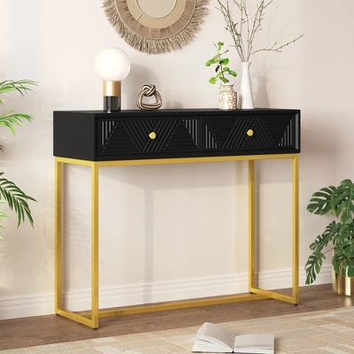 38" Console Table With 2 Drawers, Wooden Entryway Table, Narrow Long Sofa Couch Table, Hallway Foyer Table For Living Room Entryway 8 38" Console Table With 2 Drawers, Wooden Entryway Table, Narrow Long Sofa Couch Table, Hallway Foyer Table For Living Room Entryway - Image 8