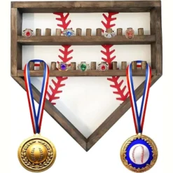 Baseball Ring Display Case, Wood Baseball Ring Holder Softball Championship Ring Holder Wall Mount Baseball Ring Stand Organizer For Medal Souvenir -Garvee Sales GUEST 6014c827 6f6a 4cd7 be3f 36193052db22