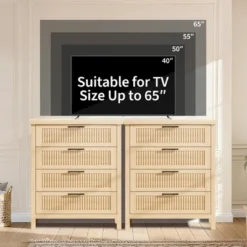 Fluted Drawer Dresser For Bedroom, Mid Century Modern Chest Of Drawers, Wooden Fluted Dresser Chest With Clothes Storage Cabinet, Oak & White 17 Fluted Drawer Dresser For Bedroom, Mid Century Modern Chest Of Drawers, Wooden Fluted Dresser Chest With Clothes Storage Cabinet, Oak & White -Garvee Sales GUEST 605dcaa4 5b77 4a5b b036 08b4a04830a2