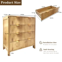 4 Drawer Wood Dresser, Waveform Fluted Panel Dresser, Modern Dressers For Storage Chest Drawers, For Living Room, Bedroom, Nursery Hallway Closet 13 4 Drawer Wood Dresser, Waveform Fluted Panel Dresser, Modern Dressers For Storage Chest Drawers, For Living Room, Bedroom, Nursery Hallway Closet -Garvee Sales GUEST 6060cfa5 8e22 4874 b8c4 5dd34f14d6dc