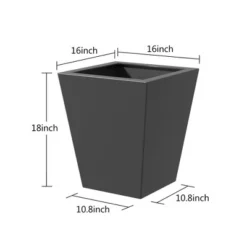 18" Outdoor Flower Plant Pots, Outsunny Tall Planters With Drainage Hole, Indoor Planters For Porch, Front Door, Entryway, Patio And Deck Black