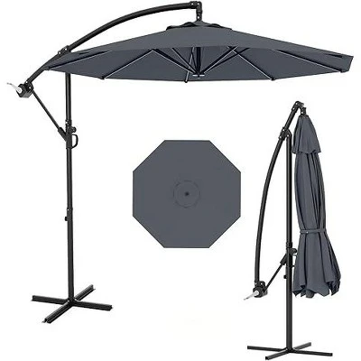 10FT Hanging Cantilever Umbrella, Offset Patio Umbrella Outdoor Sun Shade With Easy Tilt Adjustment, 8 Ribs, UV Protection For Backyard, Lawn 7 10FT Hanging Cantilever Umbrella, Offset Patio Umbrella Outdoor Sun Shade With Easy Tilt Adjustment, 8 Ribs, UV Protection For Backyard, Lawn - Image 7