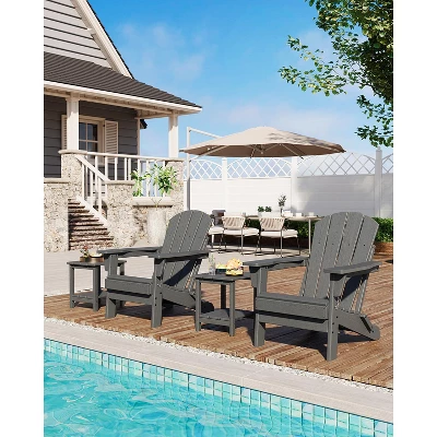 Folding Adirondack Chairs Set Of 2 With Side Table - HDPE Poly Lumber, 380lb Capacity & Weather-Resistant For Patio, Fire Pit 8 Folding Adirondack Chairs Set Of 2 With Side Table - HDPE Poly Lumber, 380lb Capacity & Weather-Resistant For Patio, Fire Pit - Image 8