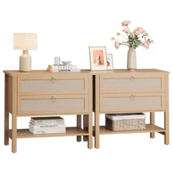 Rattan Night Stand Set Of 2, Boho Nightstand With 2 Drawers And Storage Shelf, Modern Farmhouse Nightstand, Side Tables For Living Room, Bedroom 16 Rattan Night Stand Set Of 2, Boho Nightstand With 2 Drawers And Storage Shelf, Modern Farmhouse Nightstand, Side Tables For Living Room, Bedroom -Garvee Sales GUEST 61a8d1e9 9d5b 48aa 872e a0aaf5d48264