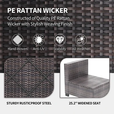 Whizmax 7-Piece Modular Patio Set - PE Rattan Sectional Sofa With Thick Cushions & Glass Coffee Table, Outdoor Furniture For Garden, Balcony, Porch 4 Whizmax 7-Piece Modular Patio Set - PE Rattan Sectional Sofa With Thick Cushions & Glass Coffee Table, Outdoor Furniture For Garden, Balcony, Porch - Image 4